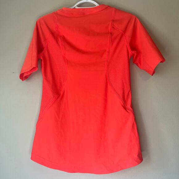 Athleta Neon Orange 1/4 Zip 1/4 Sleeve Top Size Small - Picture 2 of 12